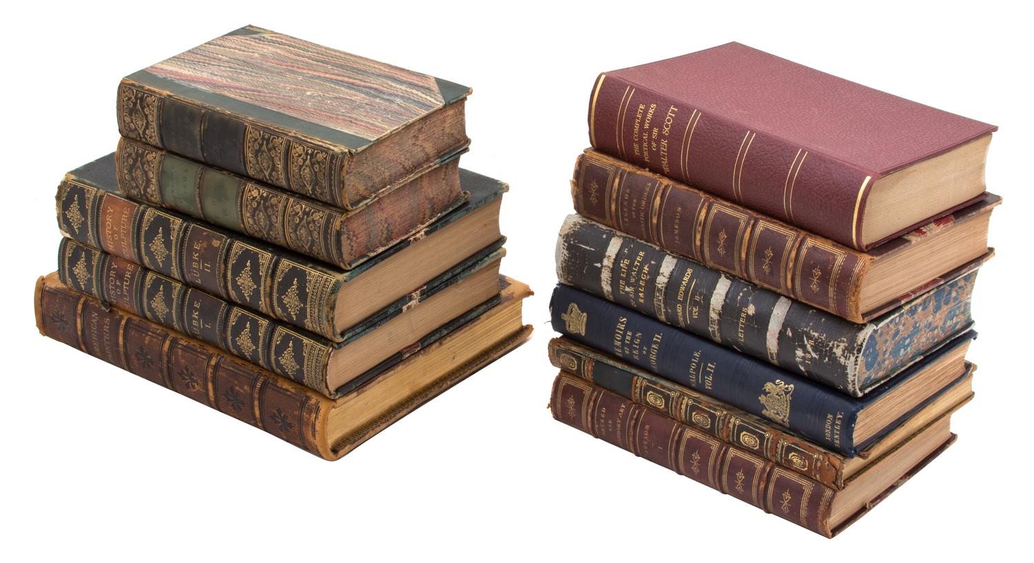 A Group of Eleven Leather and Cloth Bound Books