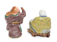 Two Porcelain Figures of Laughing Buddha Height of taller 14 1/2 inches. — 20TH CENTURY
