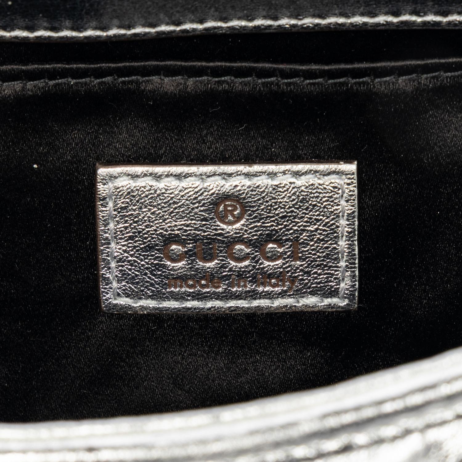 GUCCI, SILVER LEATHER HORSEBIT BAG