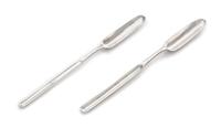 Two George III Silver Marrow Scoops, Peter & Ann Bateman, London 1795 and Samuel Hennel, London, 1813, each of typical form.
