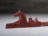 Western Great Lakes Catlinite Pipe and Stem, with Horse
