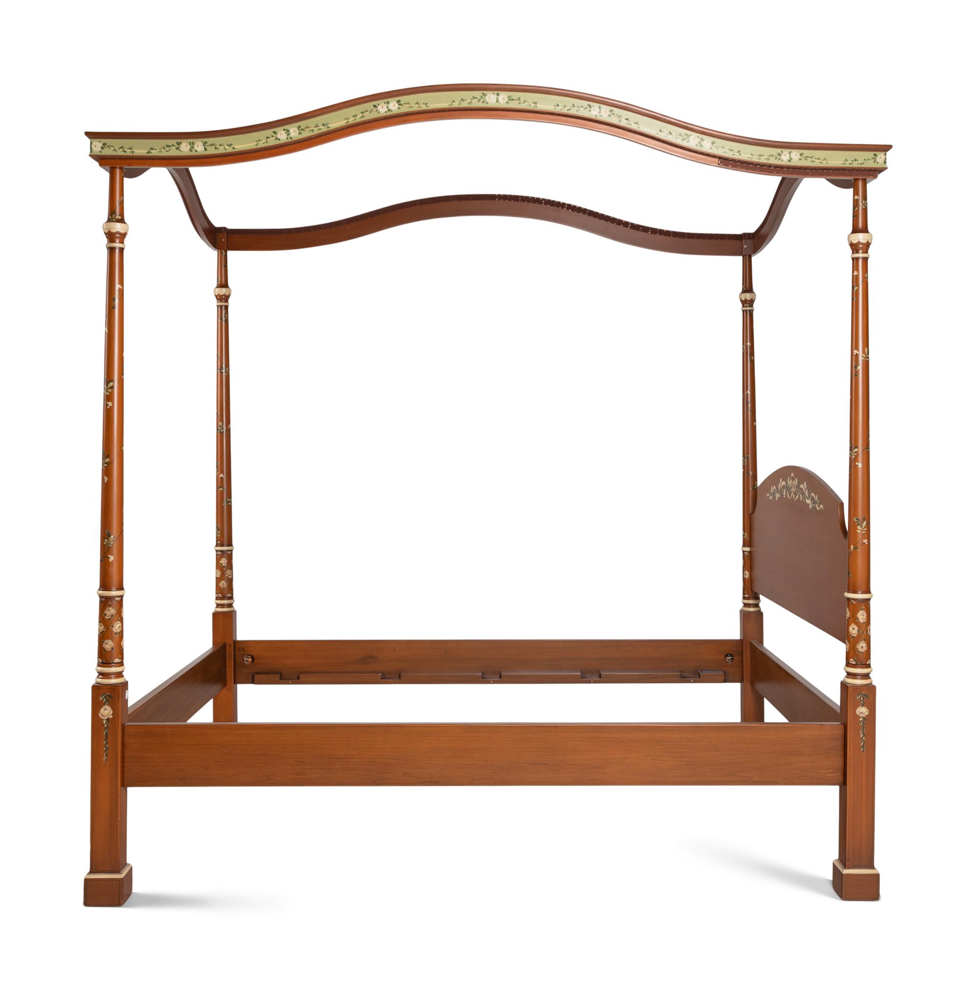 A Julia Gray Ltd. Polychrome Decorated Tester Bed