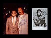 A Group of Two Boxing Champion Sugar Ray Robinson Signed Autograph Photographs,