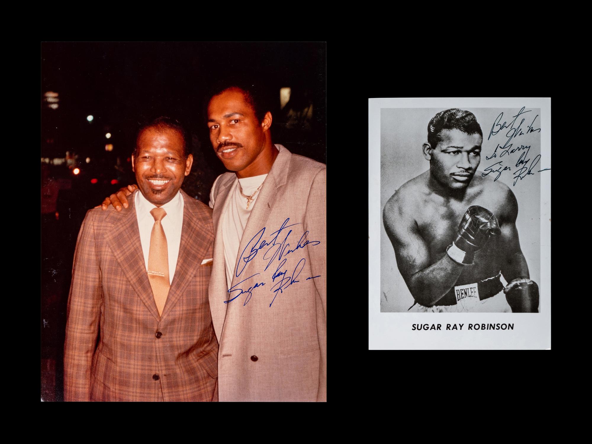 A Group of Two Boxing Champion Sugar Ray Robinson Signed Autograph Photographs,