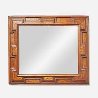 A Continental inlaid walnut and fruitwood paneled mirror late 17th / early 18th century