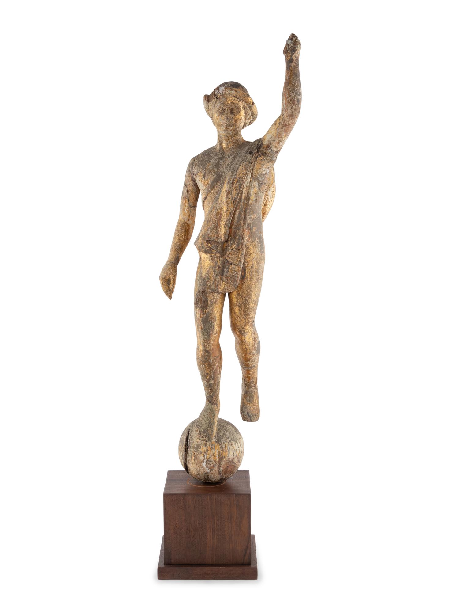 A Carved and Parcel Gilt Figure of Mercury