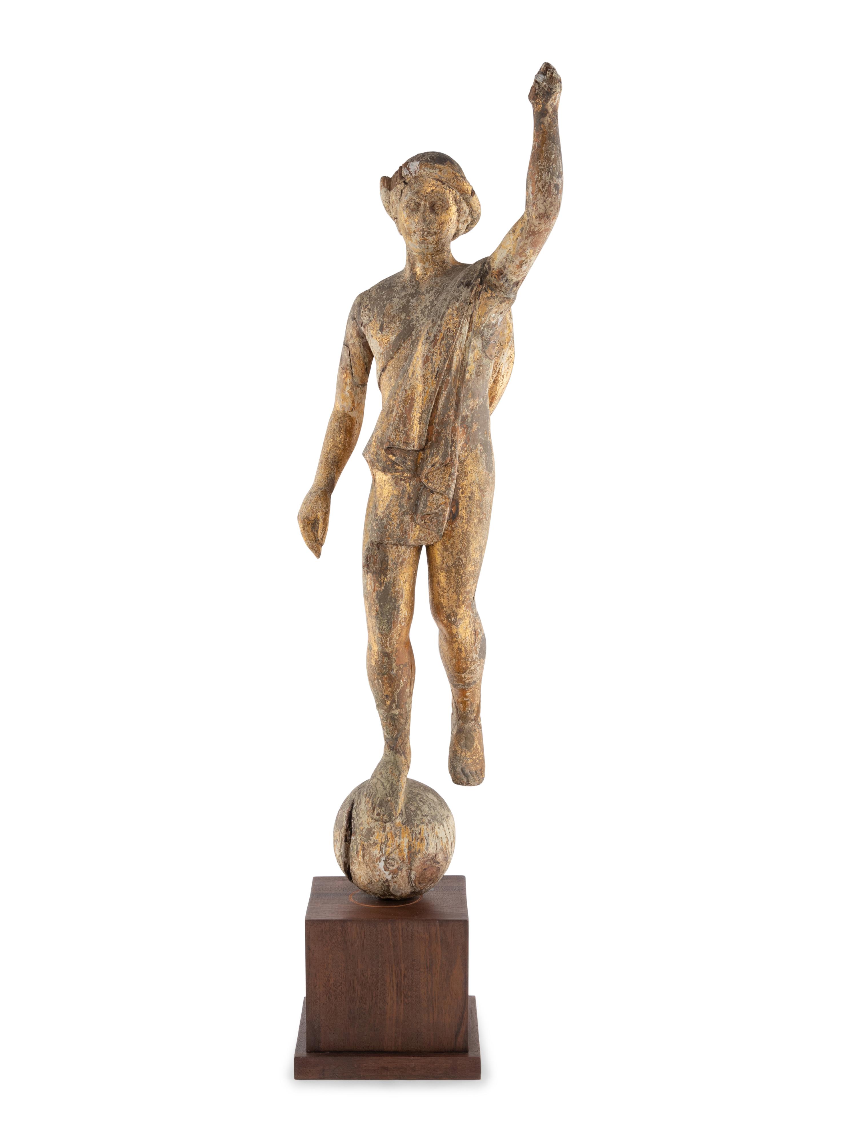 A Carved and Parcel Gilt Figure of Mercury