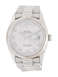 ROLEX, REF. 18206 PLATINUM 'OYSTER PERPETUAL DAY-DATE' WRISTWATCH