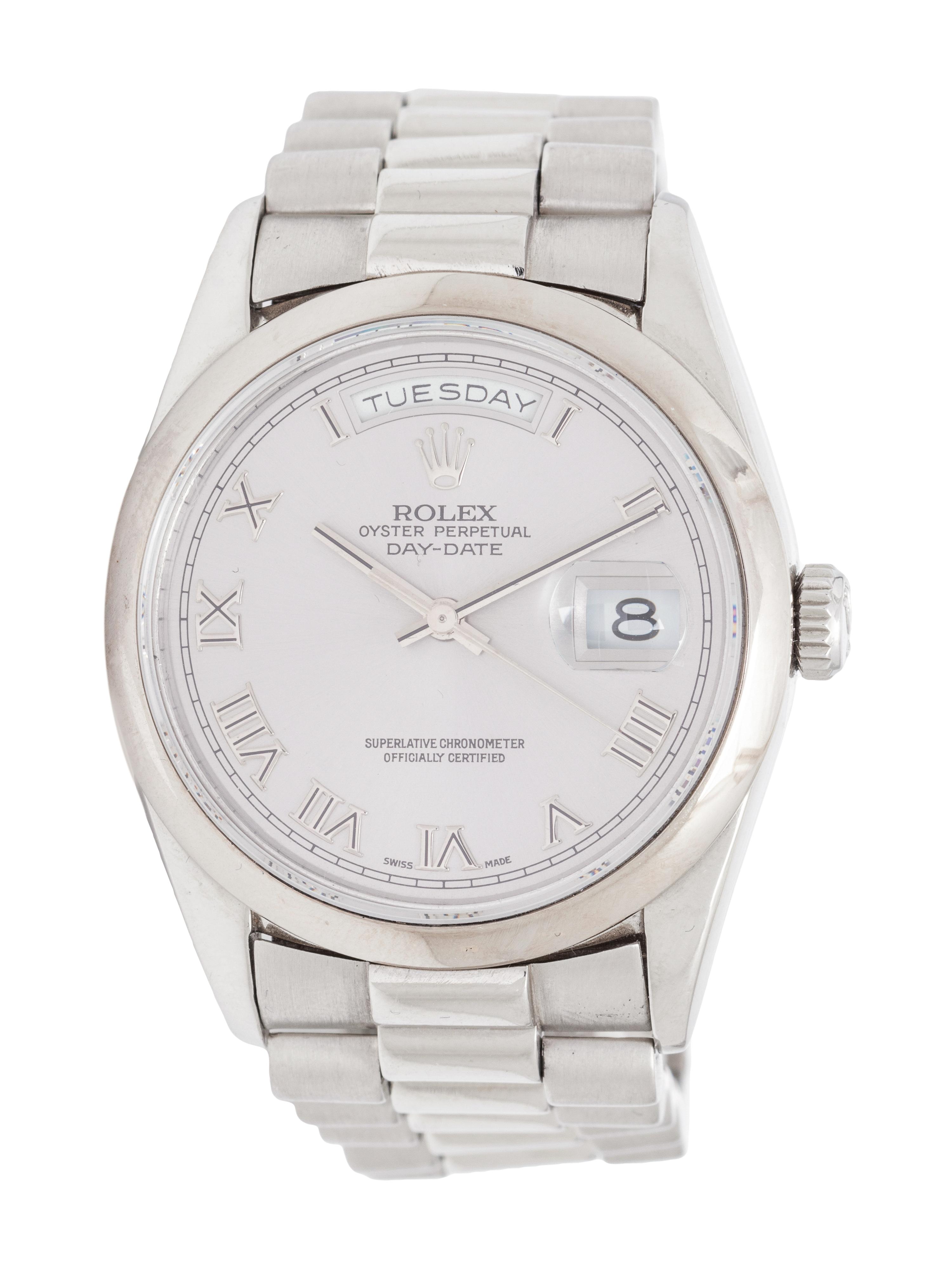 ROLEX, REF. 18206 PLATINUM 'OYSTER PERPETUAL DAY-DATE' WRISTWATCH