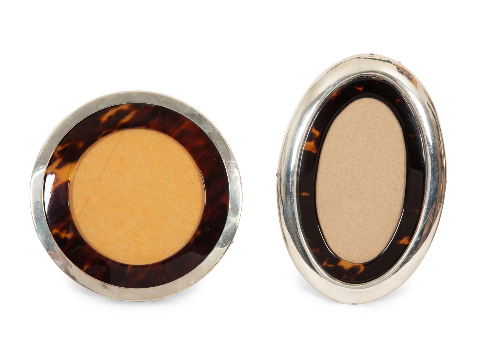 Six English Silver and Faux Tortoise Shell Picture Frames