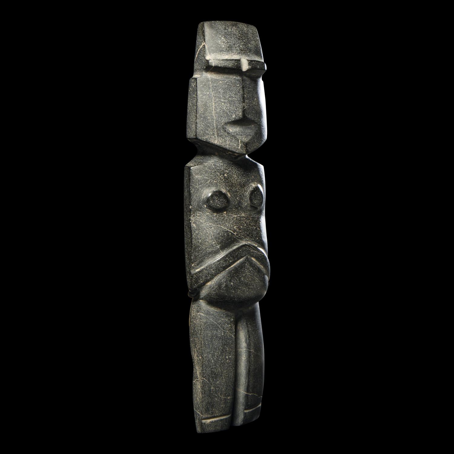 A Mezcala Black Stone Female Figure