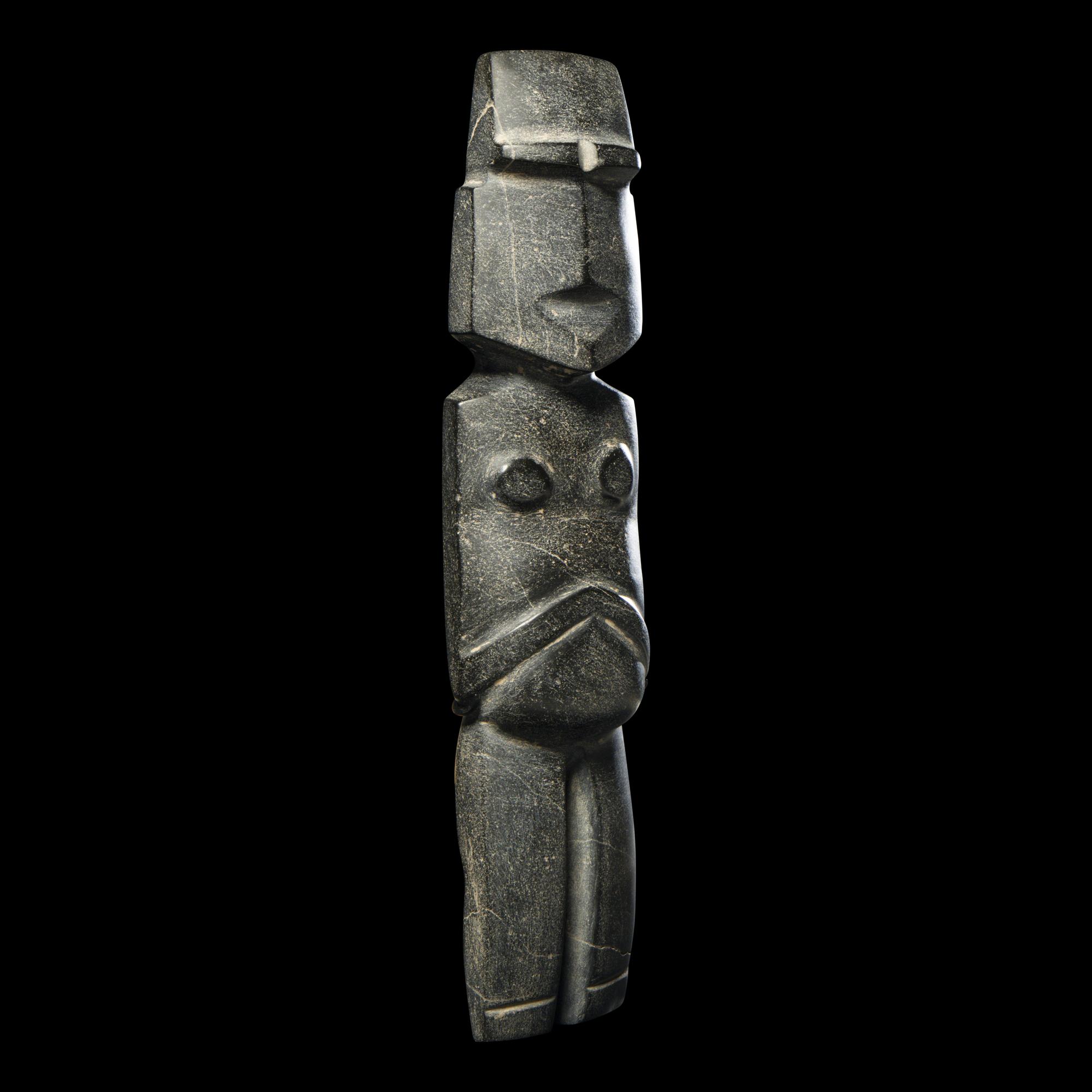 A Mezcala Black Stone Female Figure