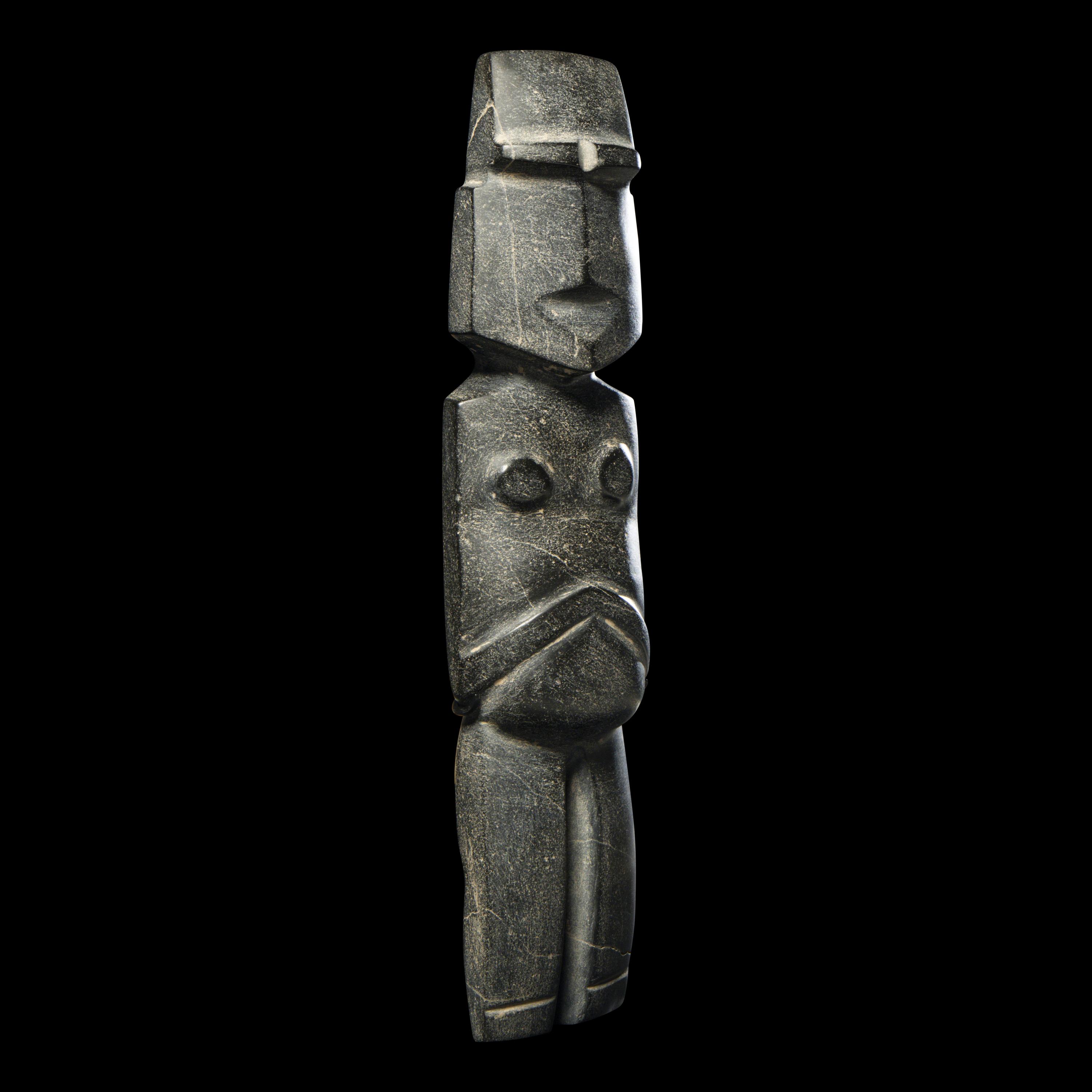 A Mezcala Black Stone Female Figure