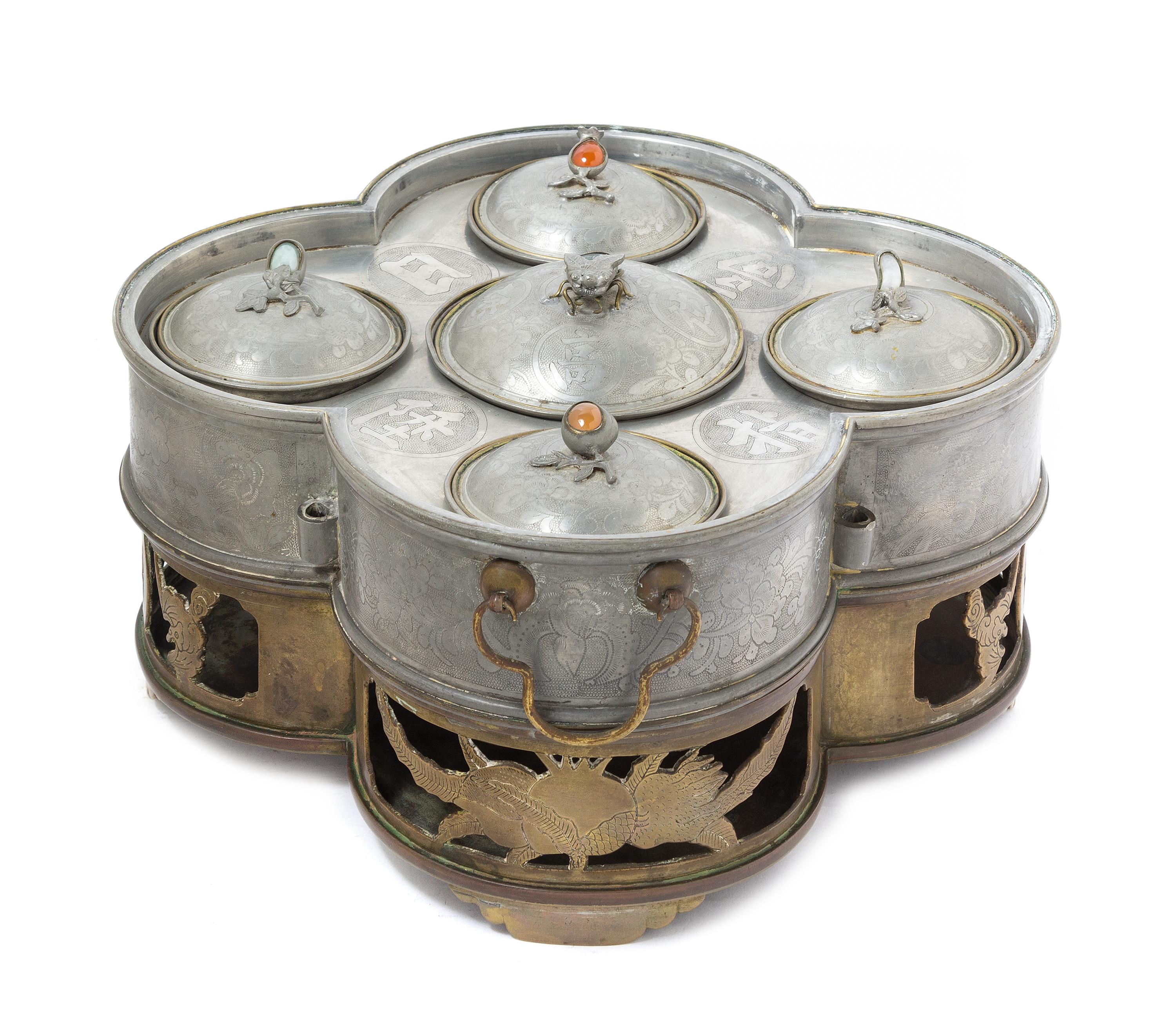 A Chinese Pewter Warming Dish 19TH/EARLY 20TH CENTURY Width 12 1/4 inches. — 19TH/EARLY 20TH CENTURY
