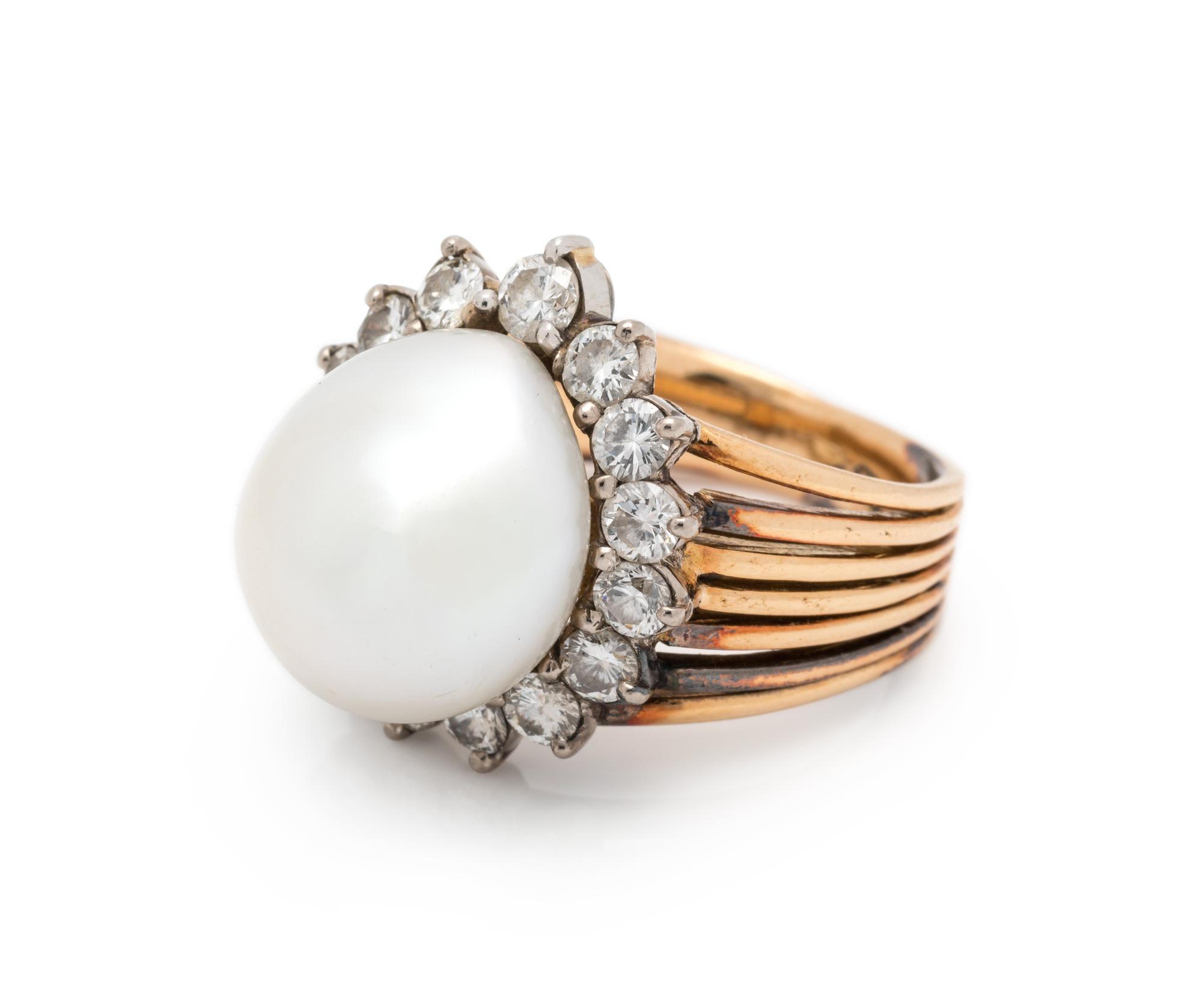 CULTURED PEARL AND DIAMOND RING