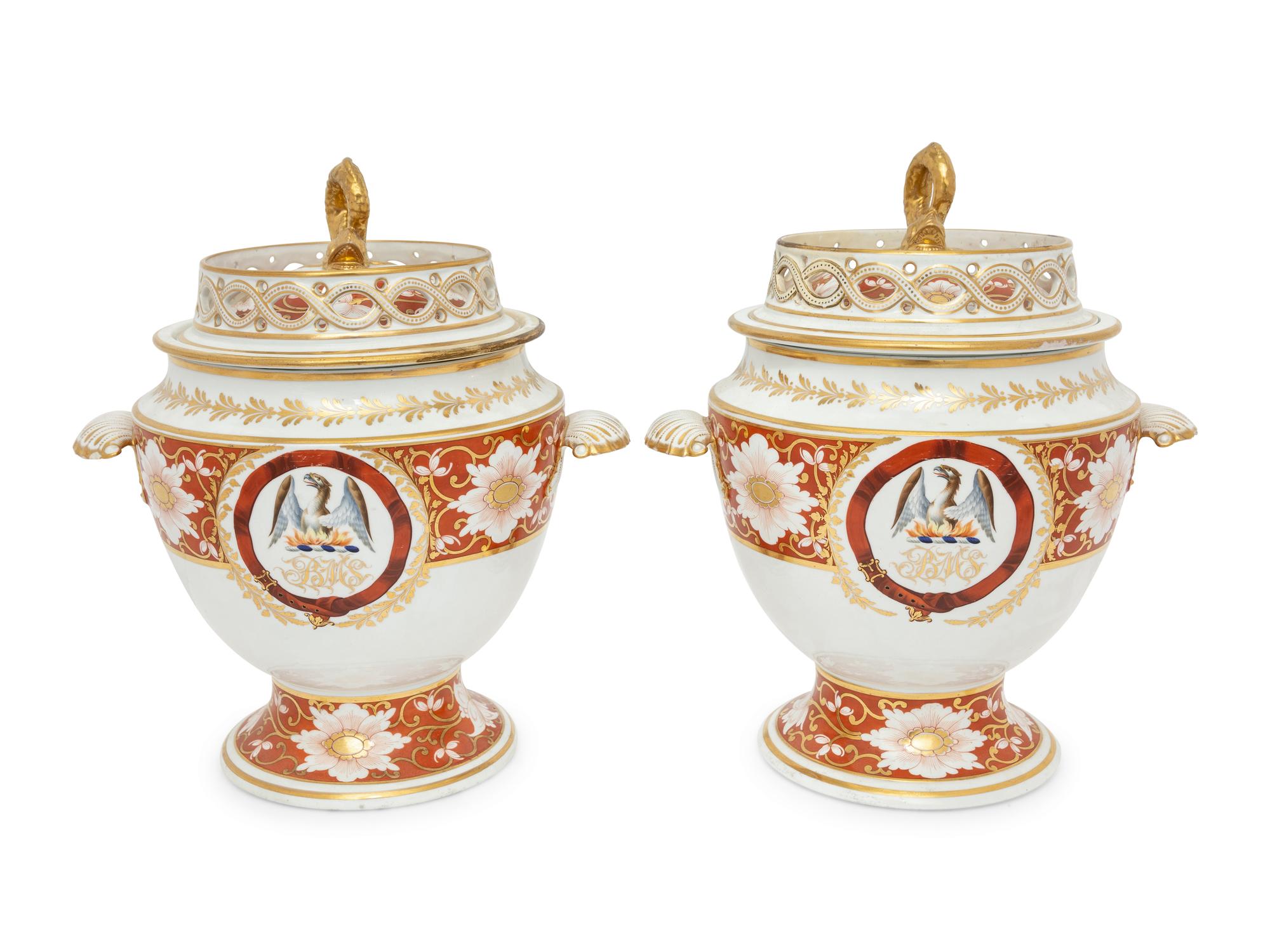 A Pair of Chamberlain Worcester Porcelain Fruit Coolers