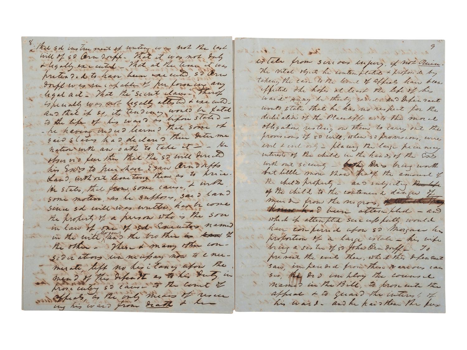 [ENSLAVEMENT & ABOLITION]. A group of 2 legal documents related to cases involving enslaved persons.