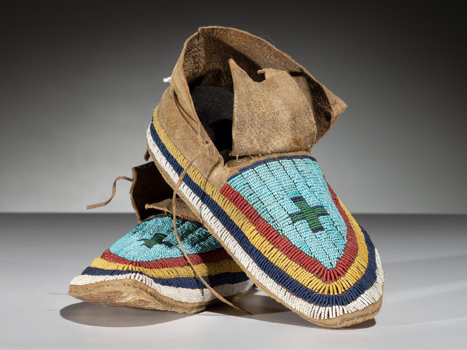 Northern Plains Beaded Hide Moccasins