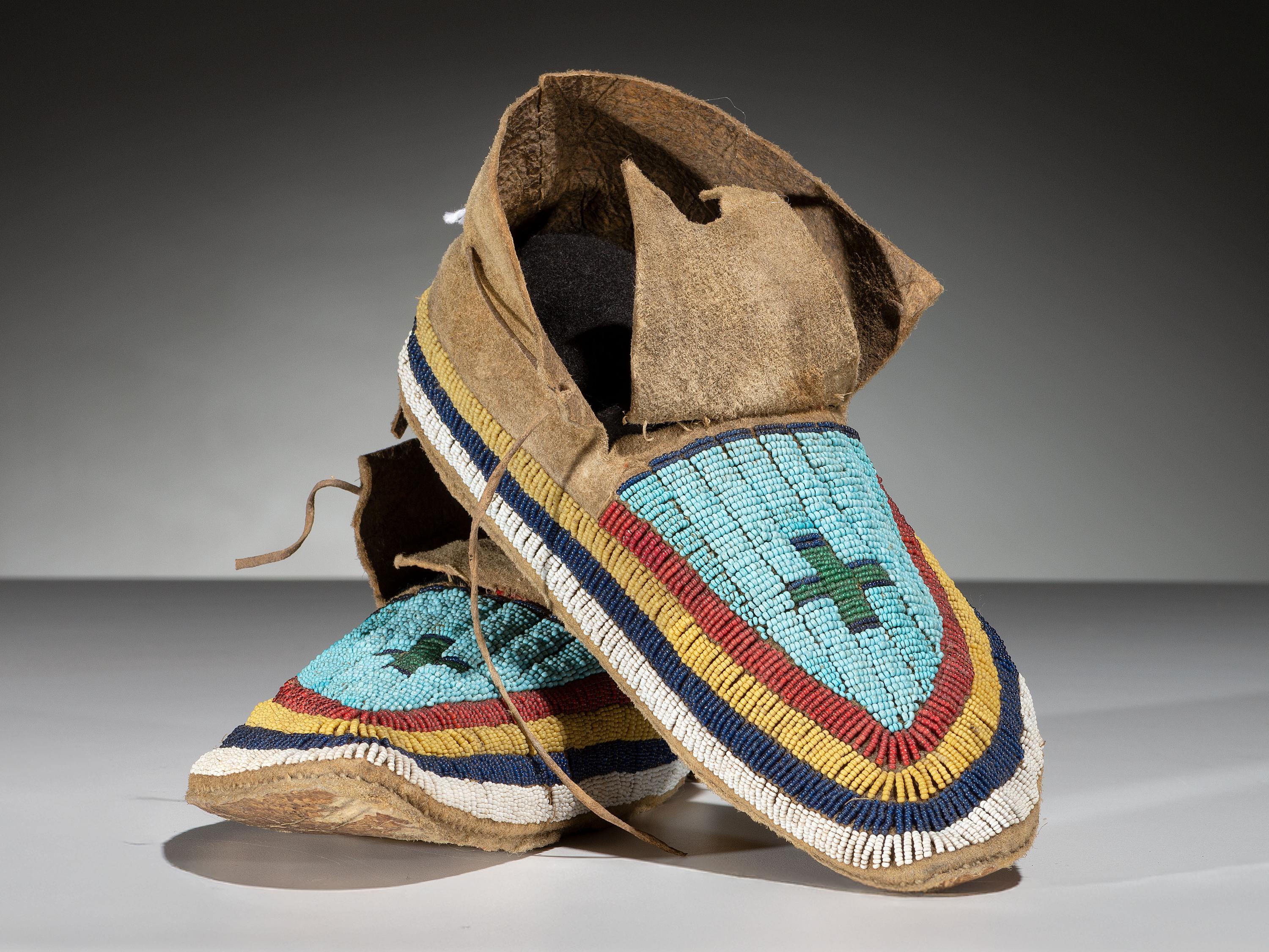 Northern Plains Beaded Hide Moccasins