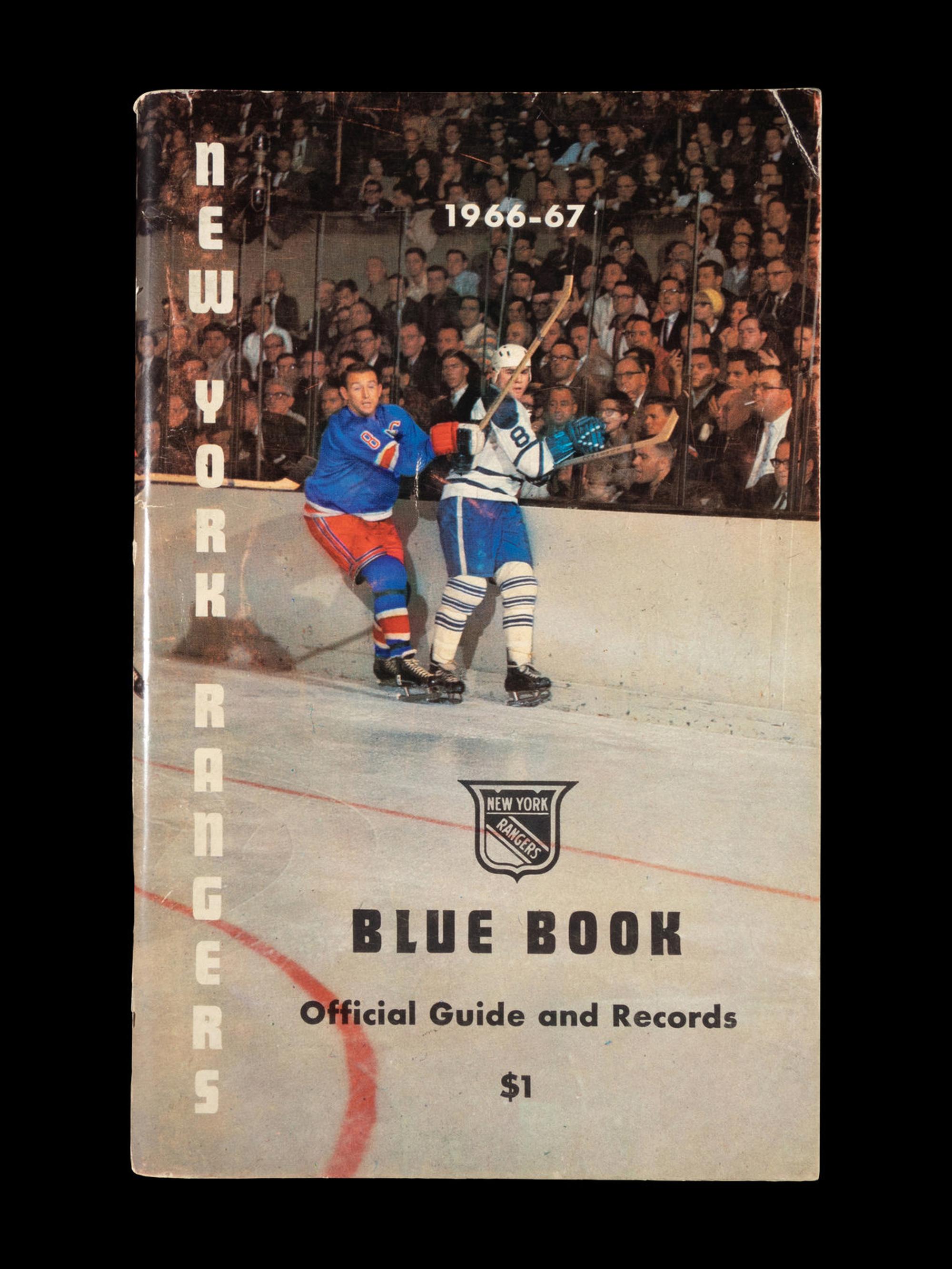 A Group of 16 1960s - 1980s New York Rangers Blue Book Media Guides,
