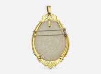 A 14K Yellow Gold and Jade Brooch