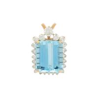 Aquamarine, Diamond, and Yellow Gold Pendant