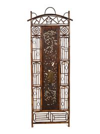 A Chinese Bamboo Screen Panel with Mother-of-Pearl Inlay