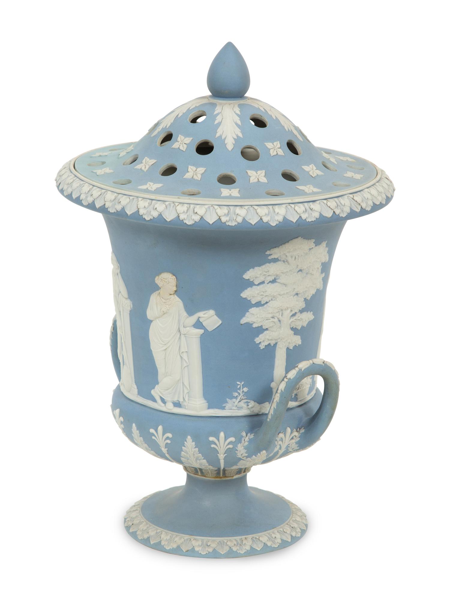 A Large Wedgwood Jasperware Bough Vase and a Wine Cooler