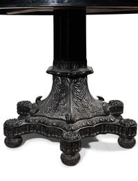 An Anglo-Colonial Carved and Specimen Woods Inlaid Tilt-Top Breakfast Table