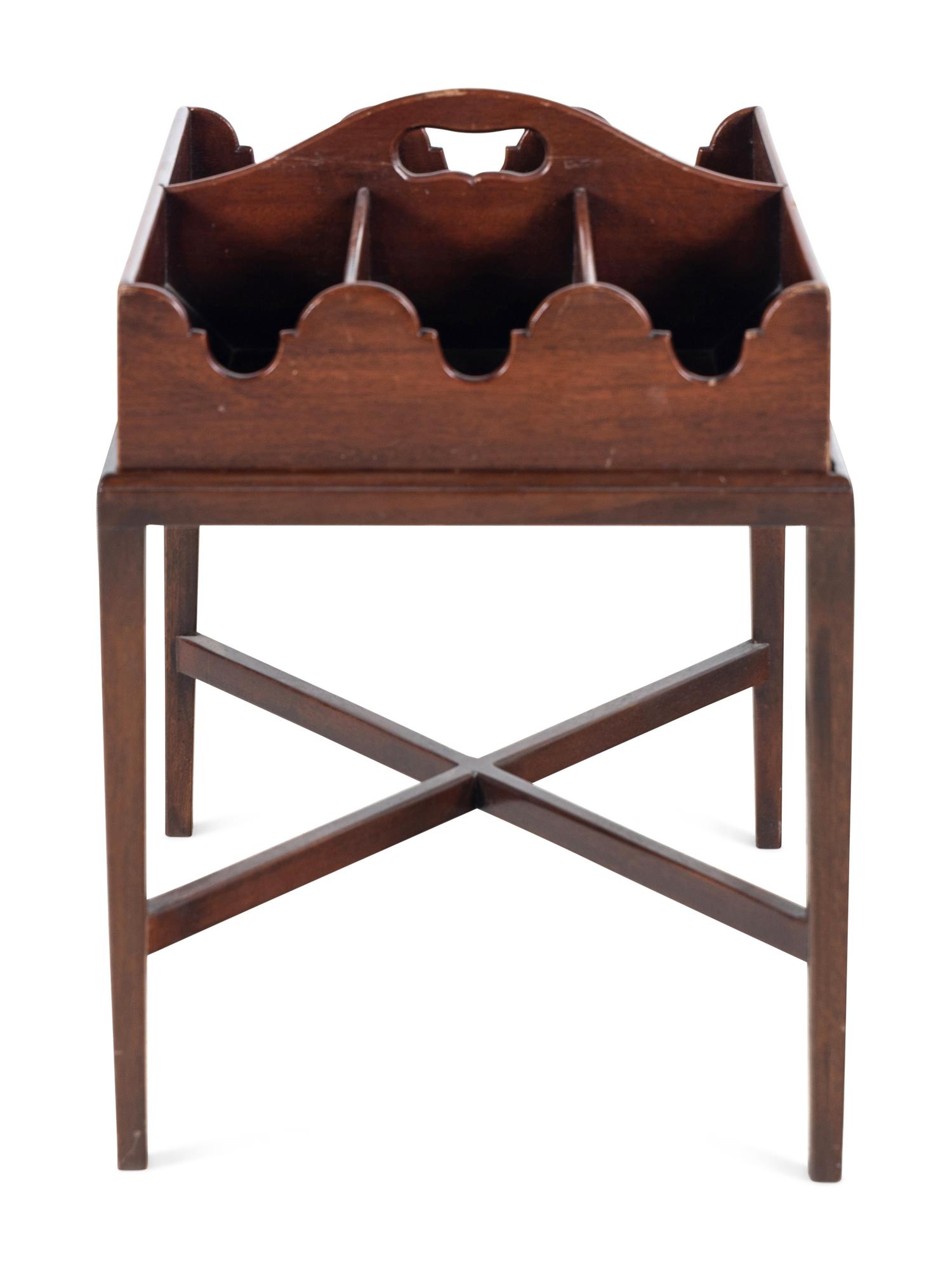 An English Mahogany Cutlery Caddy on Stand