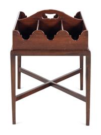 An English Mahogany Cutlery Caddy on Stand