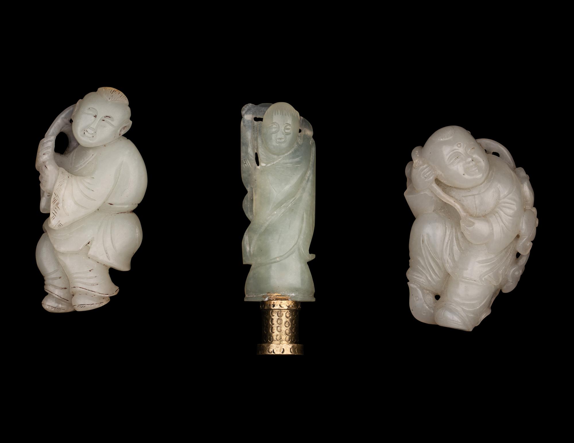 Three Chinese Jade Figures of Boys