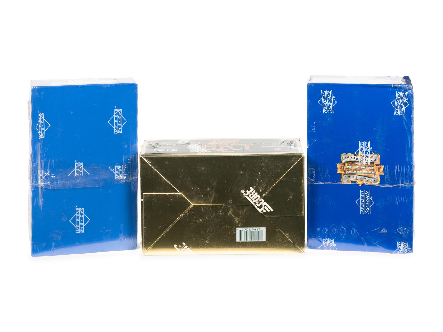 A Group of Three Factory Sealed Boxes of Baseball Cards (Possible Derek Jeter Rookie Cards),