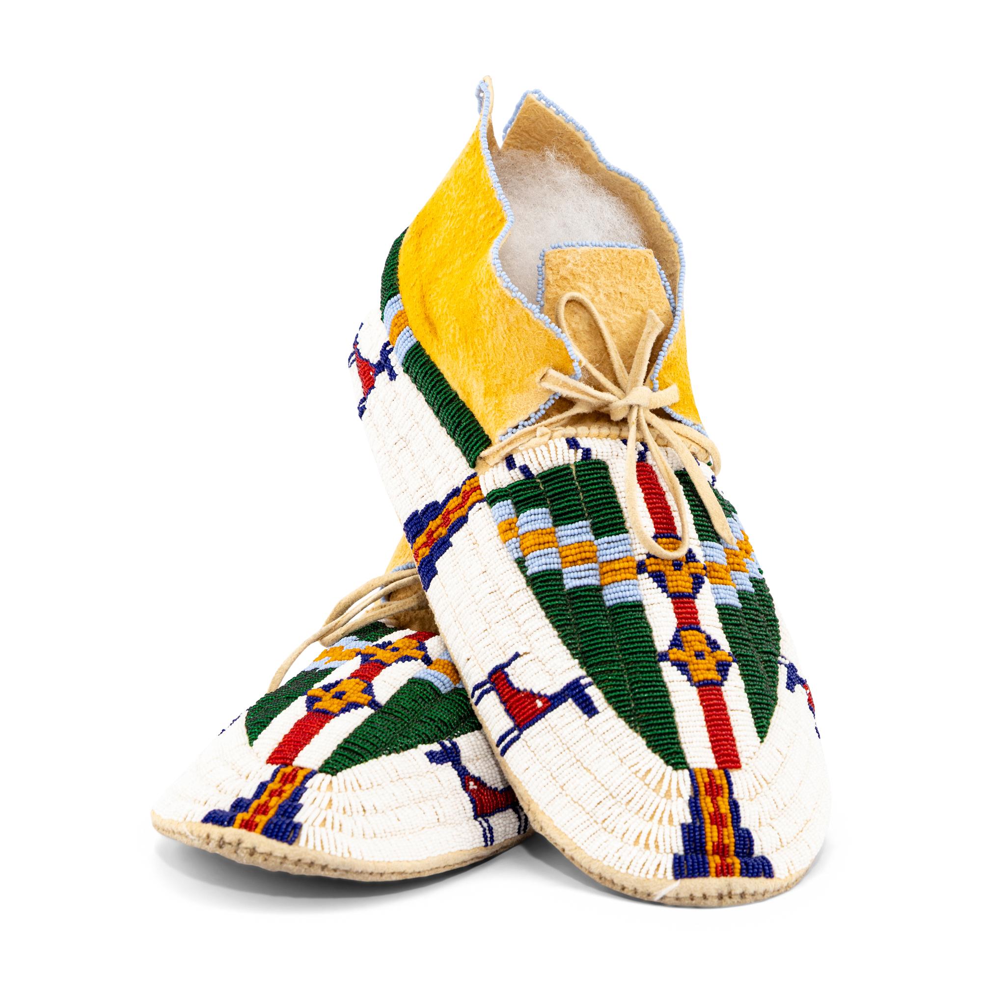 Contemporary Cheyenne Beaded Hide Moccasins, Figural