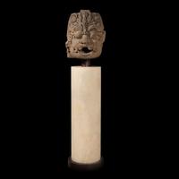 A Large Javanese Sandstone Andesite Lion Head, Simha, Indonesia, Central Java, 9th Century — 九世紀爪窪 巨型砂岩獸首