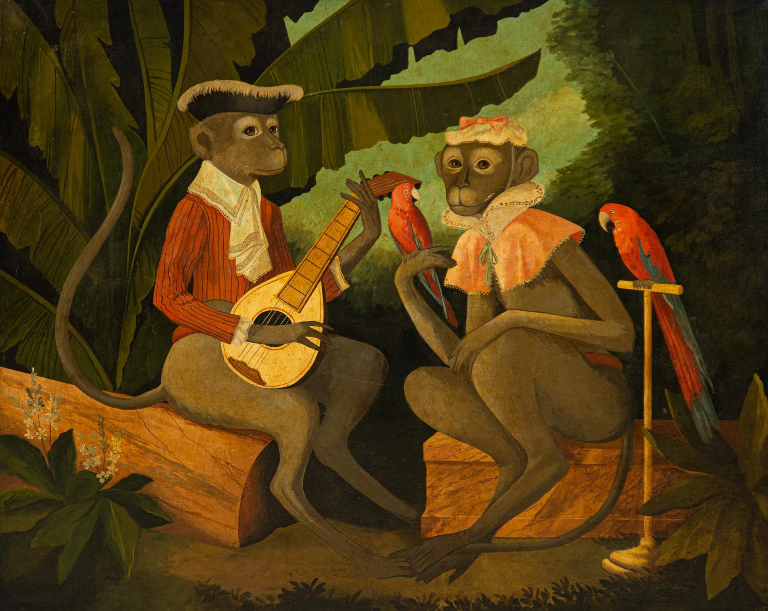 Two Monkeys in a Tropical Setting