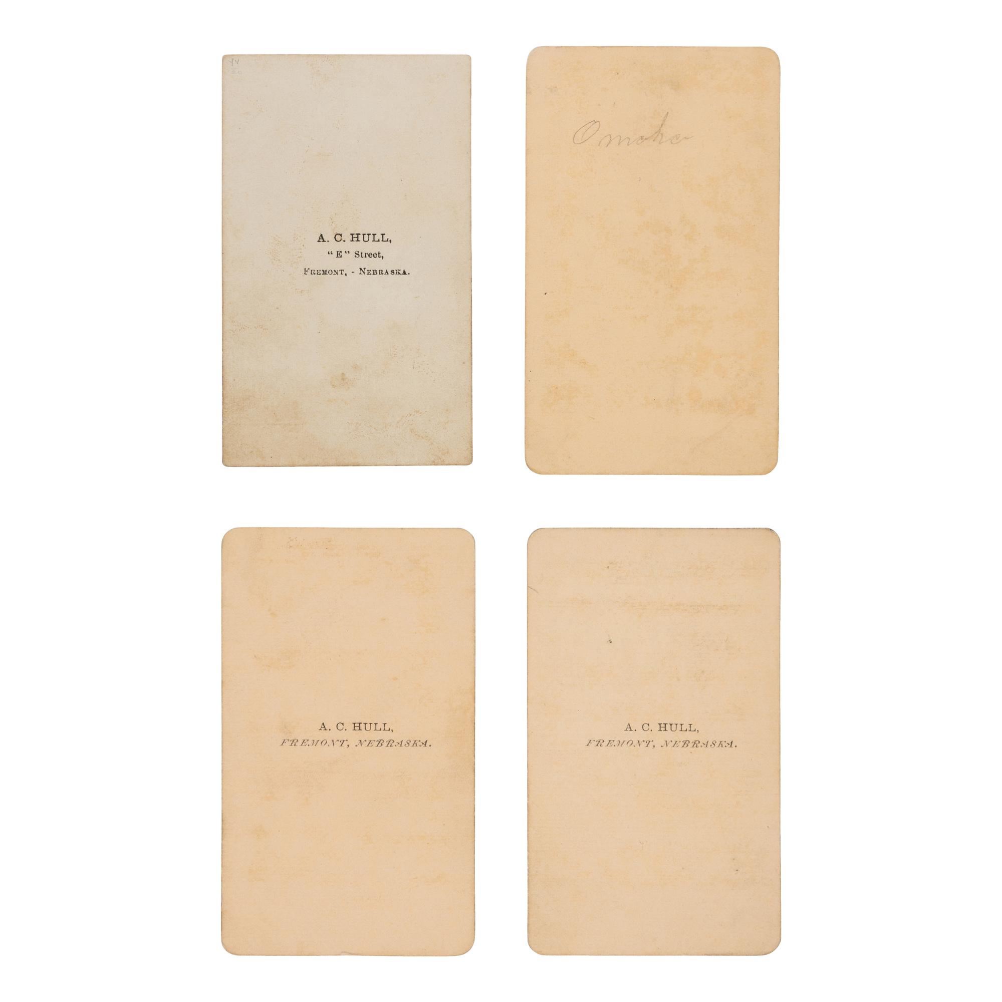 [Native-Americana] Hull, A.C. Group of 4 CDVs of Pawnee and Omaha Indians, Fremont, Nebraska