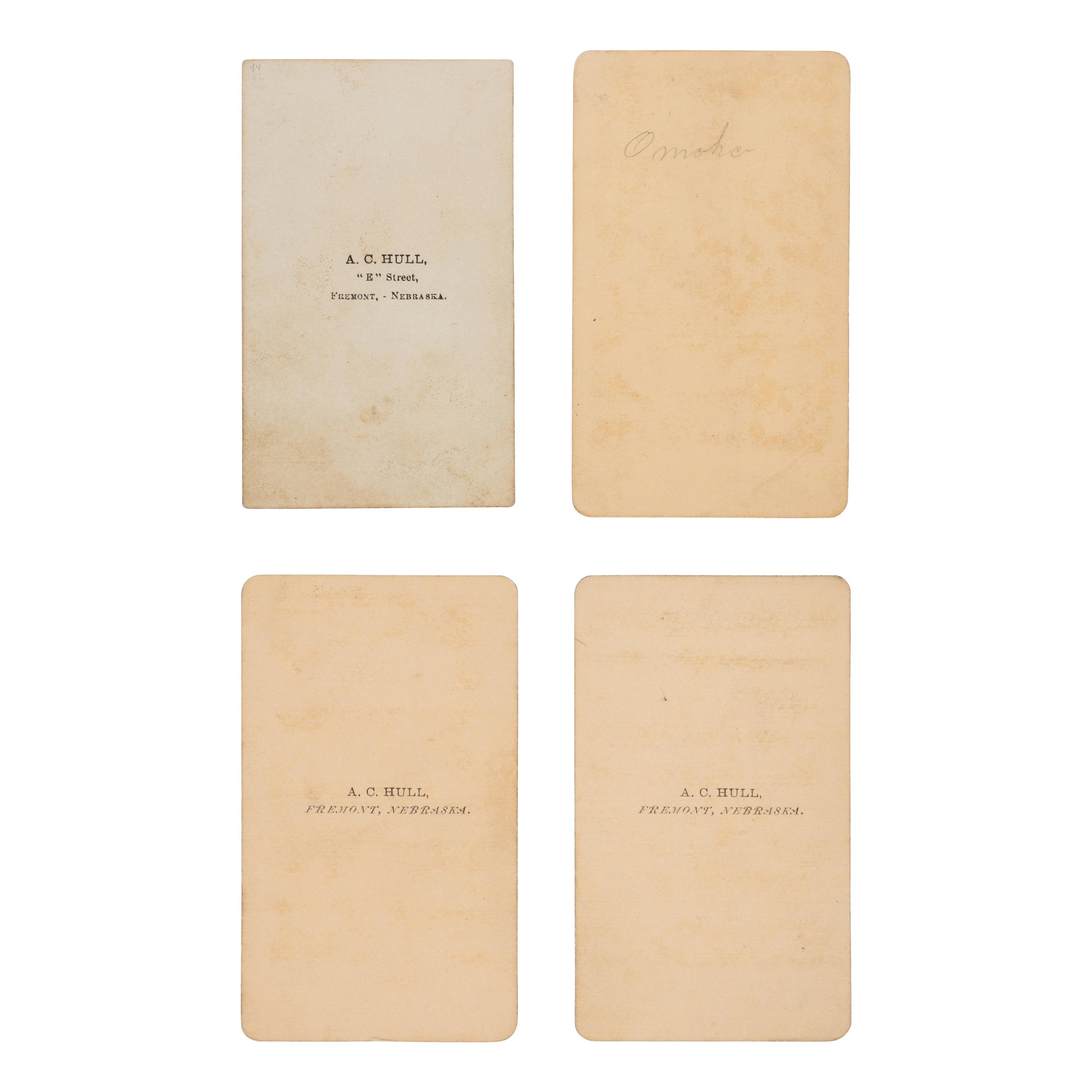 [Native-Americana] Hull, A.C. Group of 4 CDVs of Pawnee and Omaha Indians, Fremont, Nebraska
