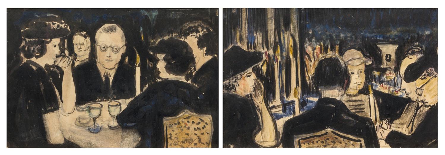 Richard Hayley Lever, (American, 1876 - 1958), The Dinner Conversation and Conversation (a pair of works)
