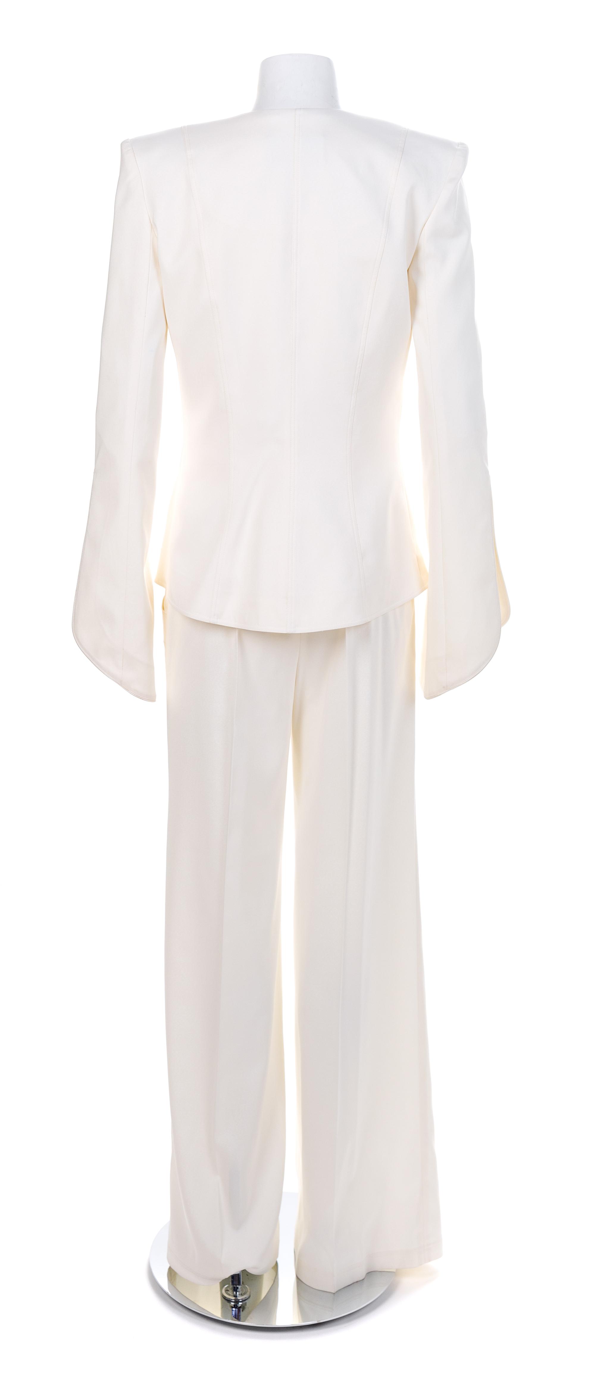 Louis Verdad Three-Piece Cream Pant Suit, 1980-90s No size label