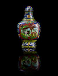A Cloisonne Enamel Snuff Bottle Height 2 7/8 inches.