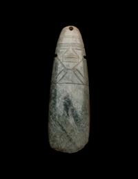 A Costa Rican Jade Figural Celt Pendant