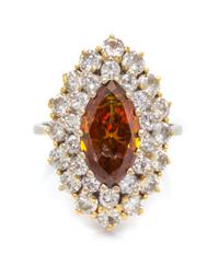 A Bicolor Gold, Colored Diamond and Diamond Ring, 4.20 dwts.