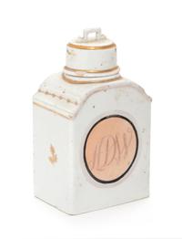 A Chinese Export Porcelain Armorial Tea Caddy