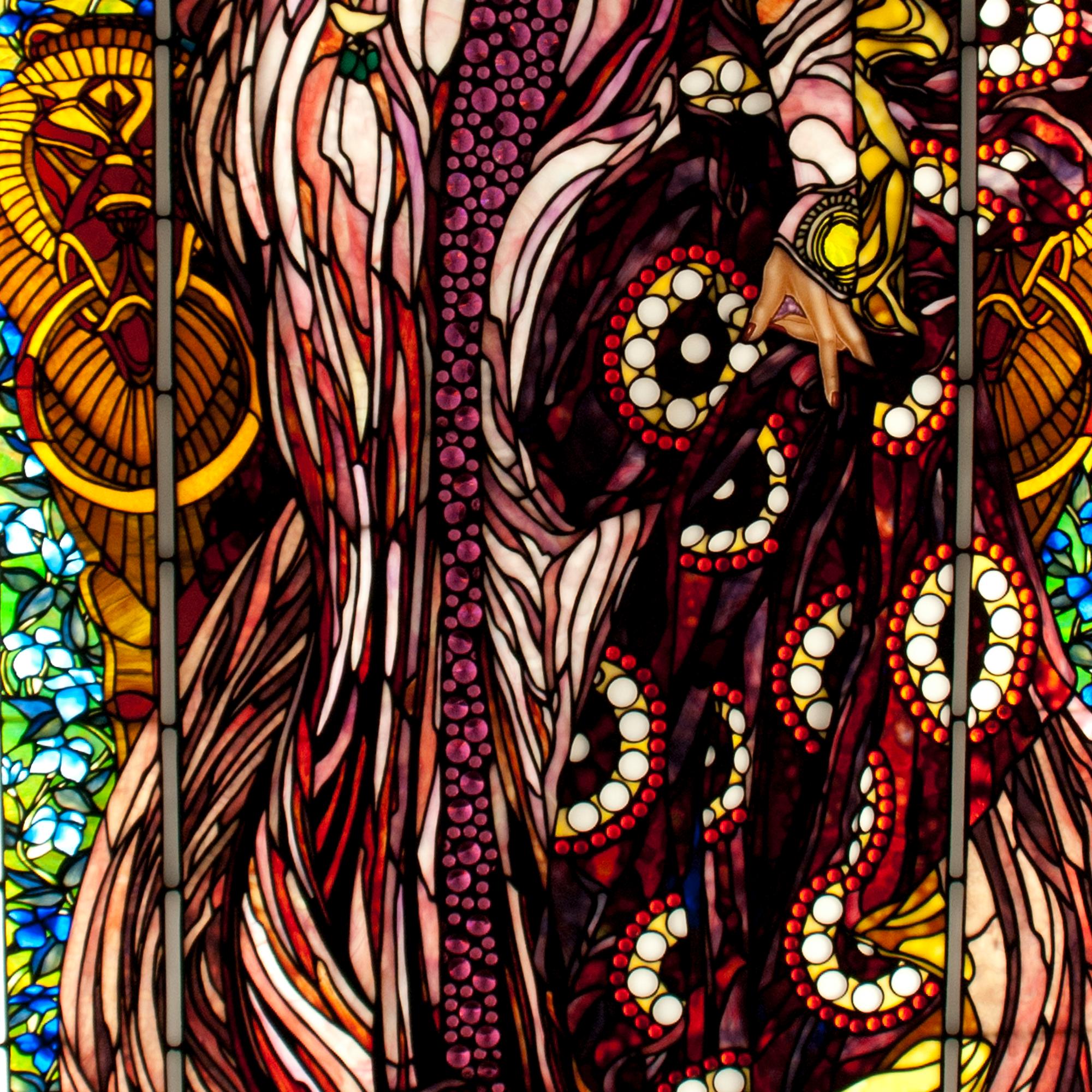 A Mark Bogenrief "Champagne Lady" Stained Glass Window 43.75" W x 104.75" H, — United States, 2018