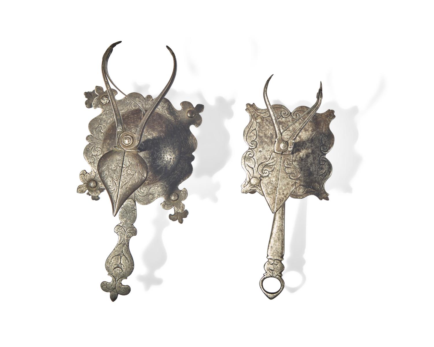 Two Small Wrought Iron Taper Holders, French or German, 17th Century