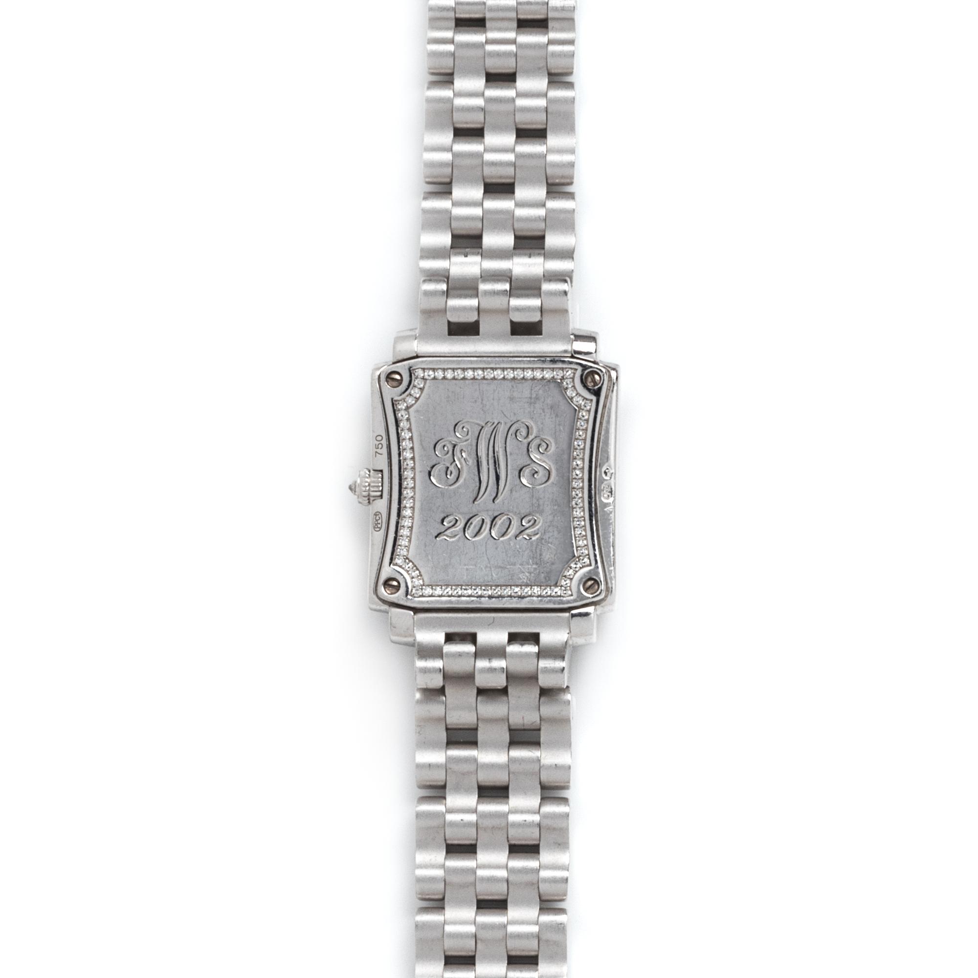 PATEK PHILIPPE, 18K WHITE GOLD AND DIAMOND REF. 4825/150W 'GONDOLO' WRISTWATCH