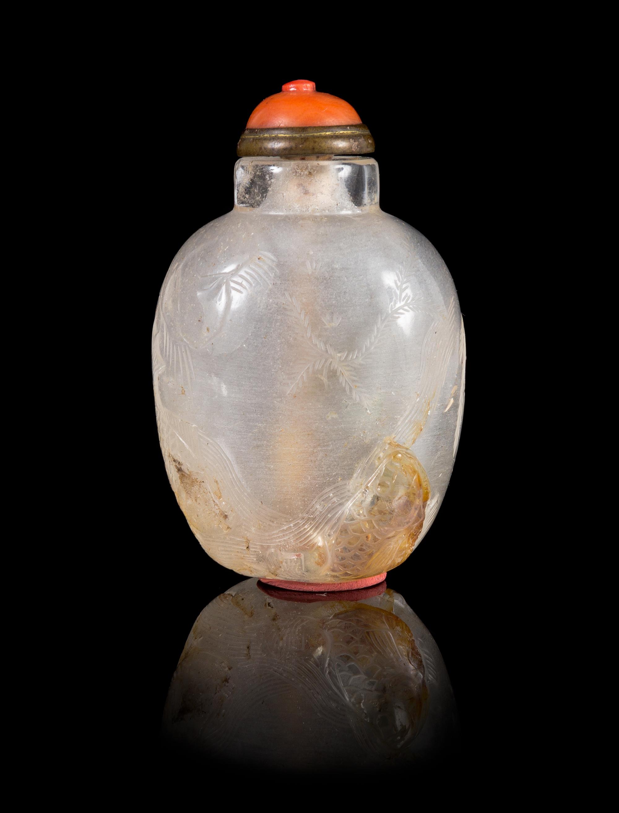 A Rock Crystal Snuff Bottle Height 2 1/2 inches.