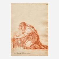 Francesco Bartolozzi (Italian, 1727-1815) Study of a Kneeling Figure; with Counterproof Study of a Figure with Two Camels Verso