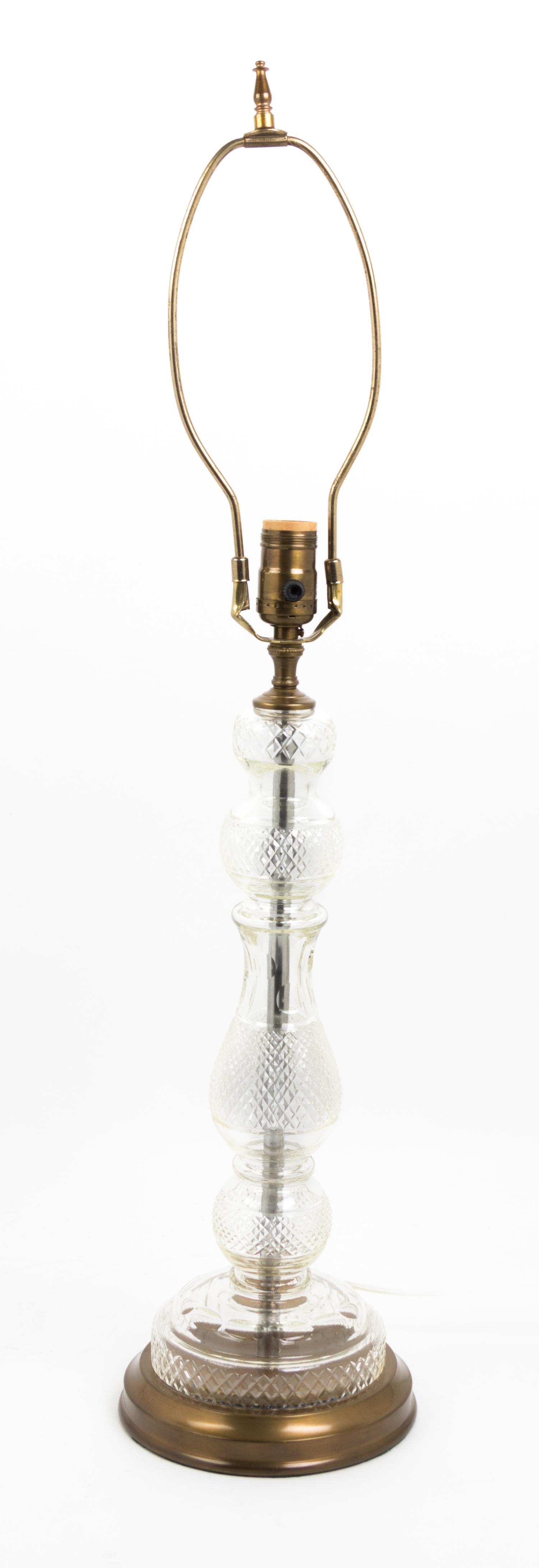 A Cut Glass Lamp Height 30 1/2 inches (overall).